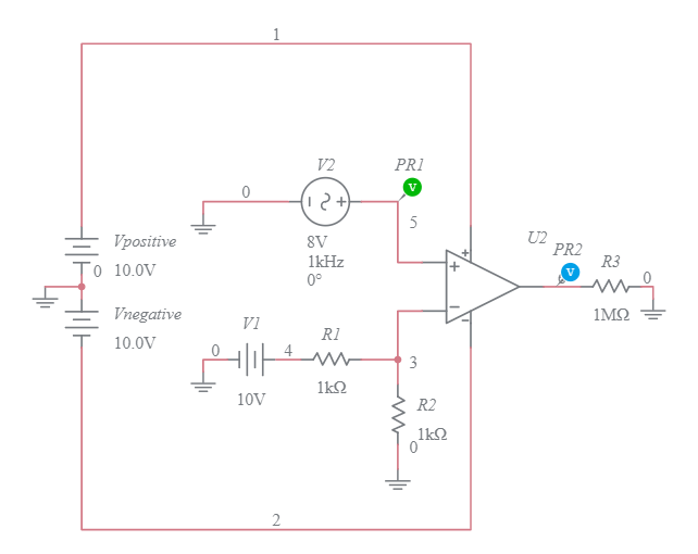 NonInverting Comparator Multisim Live