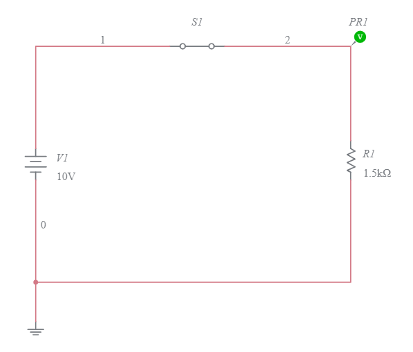 A Basic DC Circuit with an "inparallel" Voltmeter Multisim Live