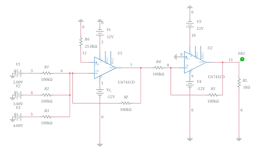 Summing OPAMP Multisim Live