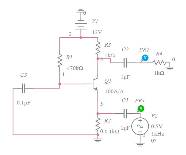 Common Base Active Region NPN Multisim Live