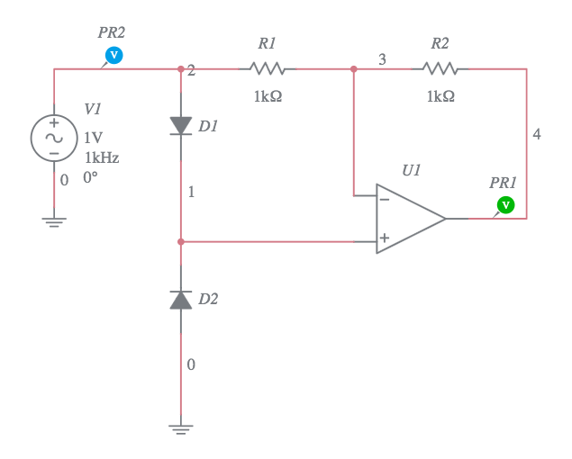 Absolute value op amp Multisim Live