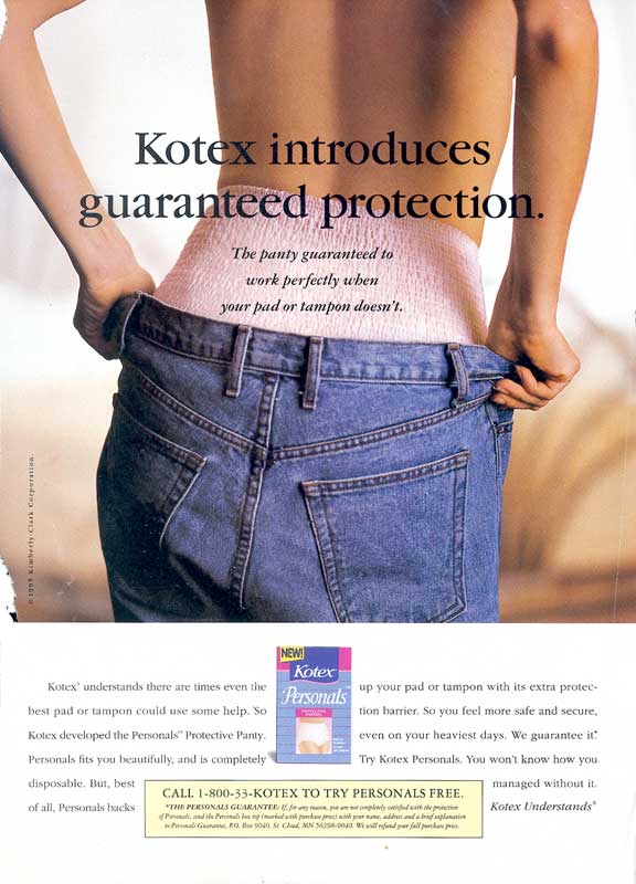 Kotex Personals Protective Panties (1994) & ad (1995) at MUM