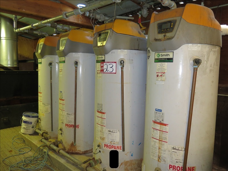 LOT, (4) AO SMITH BTH19901 CYCLONE XF, 230GAL PROPANE WATER HEATERS