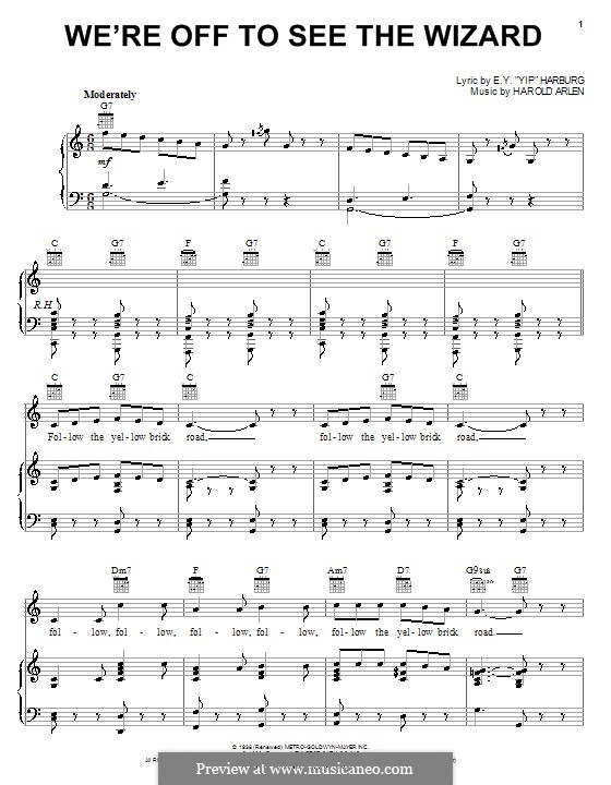 We're Off to See the Wizard (The Wonderful Wizard of Oz) by H. Arlen on MusicaNeo