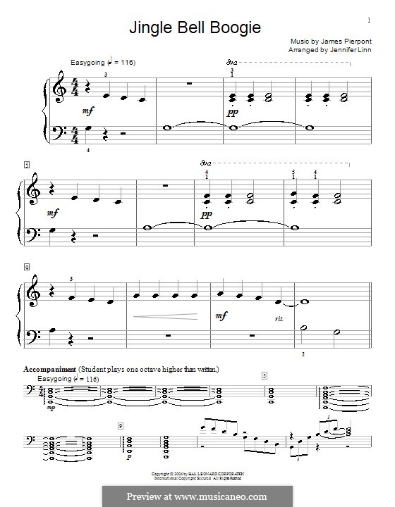 Jingle Bell Boogie by J.L. Pierpont sheet music on MusicaNeo