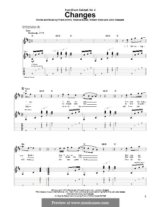 Changes (Black Sabbath) by G. Butler, Ozzy Osbourne, Tony Iommi, Bill