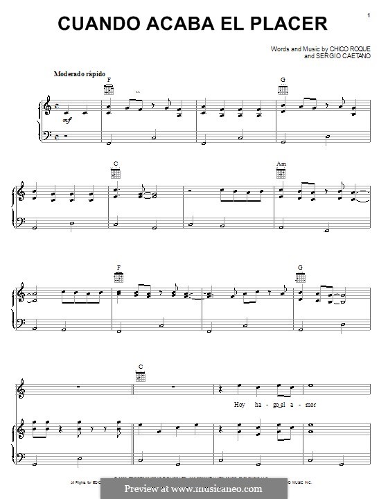 Cuando Acaba el Placer by C. Roque, S. Caetano sheet