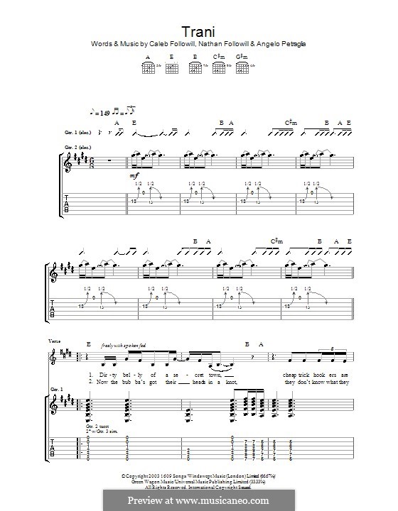 Trani (Kings of Leon) by Angelo, A.C. Followill, N. Followill on MusicaNeo