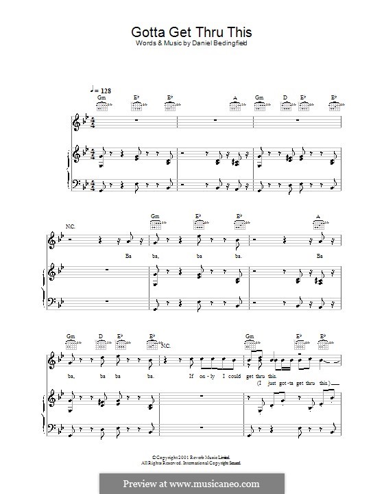 Gotta Get Thru This by D. Bedingfield sheet music on MusicaNeo