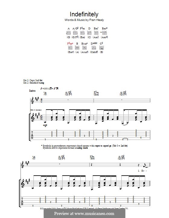 Indefinitely (Travis) by F. Healy sheet music on MusicaNeo
