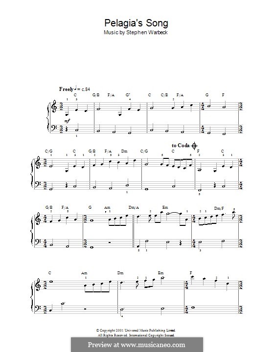 Pelagia's Song (from Captain Corelli's Mandolin) by S. Warbeck on MusicaNeo