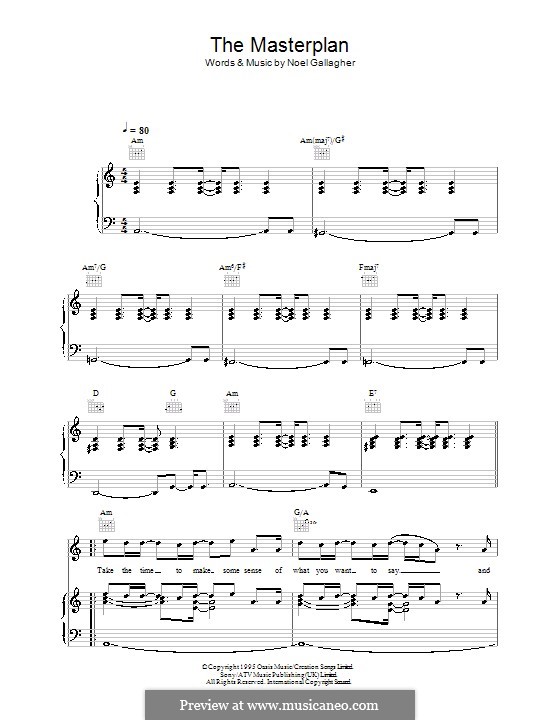The Masterplan (Oasis) by N. Gallagher sheet music on