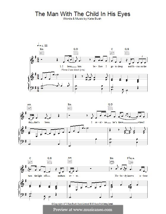 The Man with the Child in His Eyes by K. Bush sheet music on MusicaNeo