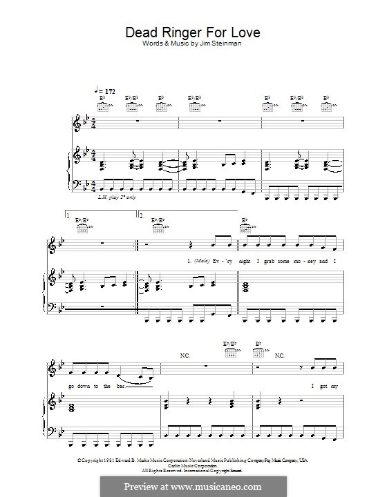 Dead Ringer for Love (Meat Loaf and Cher) by J. Steinman on MusicaNeo