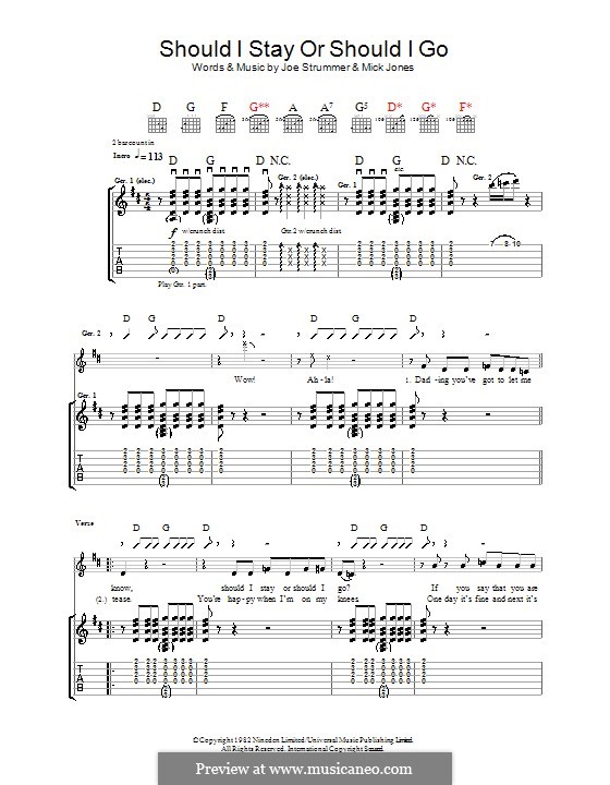 Should I Stay or Should I Go (The Clash) by J. Strummer, M. Jones on