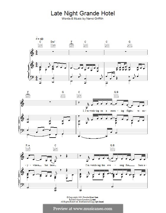 Late Night Grande Hotel by N. Griffith sheet music on MusicaNeo