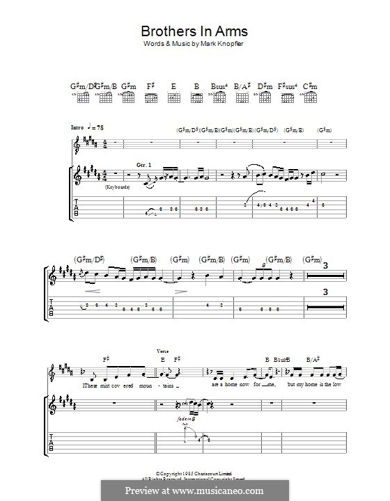 Brothers in Arms (Dire Straits) by M. Knopfler sheet music on MusicaNeo