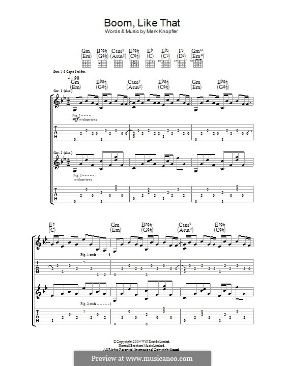 Boom, Like That by M. Knopfler sheet music on MusicaNeo