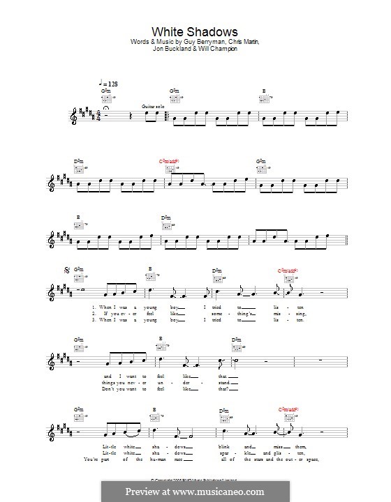 White Shadows (Coldplay) by C. Martin, G. Berryman, J. Buckland, W
