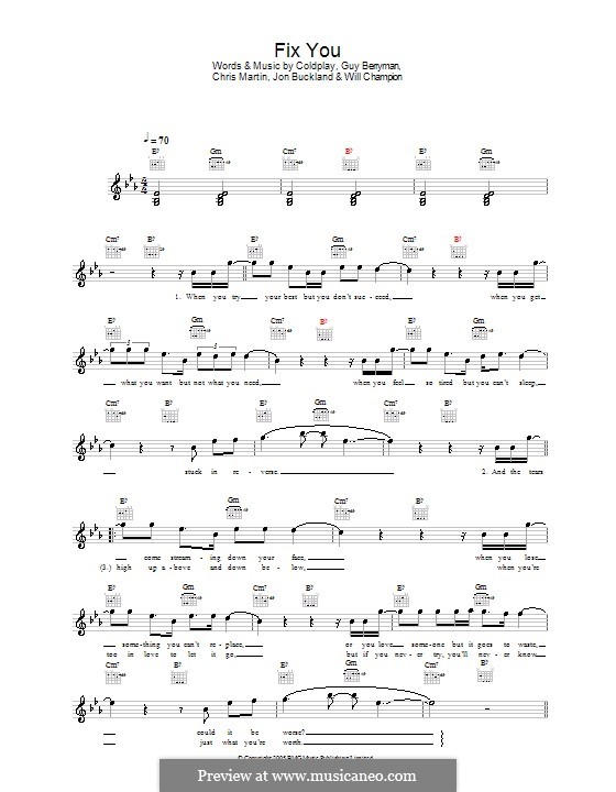 Fix You (Coldplay) by C. Martin, G. Berryman, J. Buckland, W. Champion