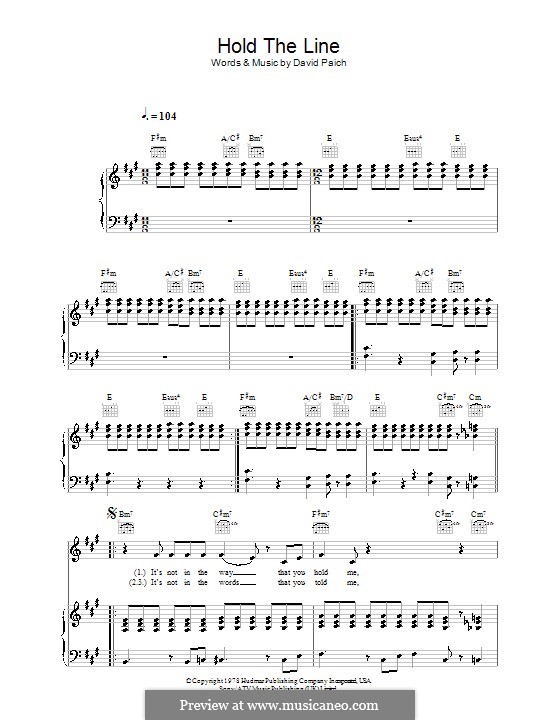 Hold the Line (Toto) by D. Paich sheet music on MusicaNeo
