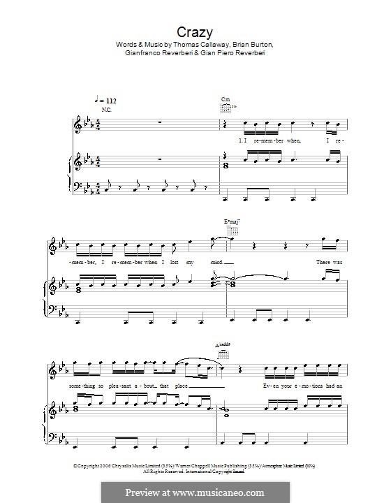 Gnarls Barkley Crazy Guitar Chords