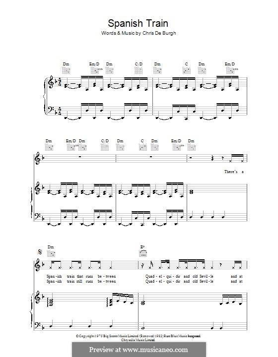 Spanish Train by C. de Burgh sheet music on MusicaNeo