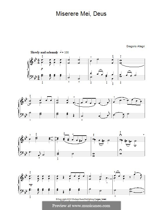 Miserere mei, Deus by G. Allegri sheet music on MusicaNeo