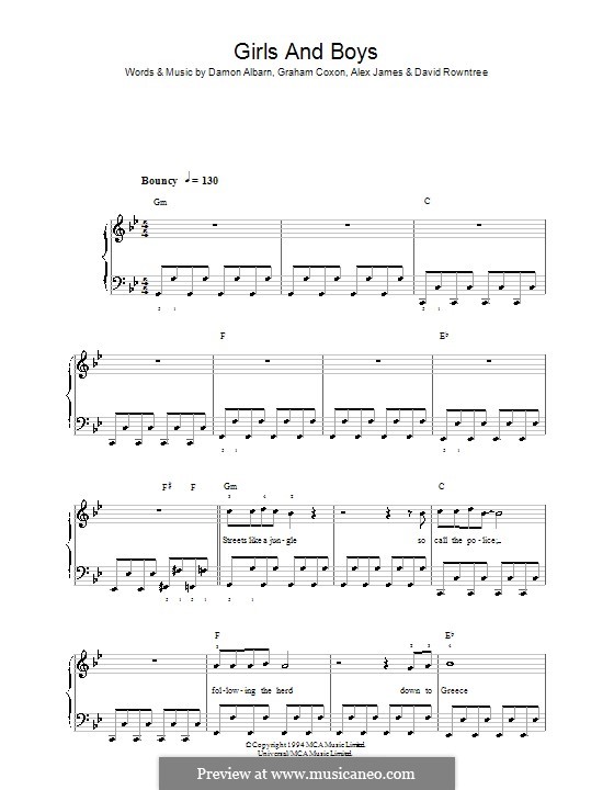 Girls and Boys (Blur) by Alex James, D. Albarn, D. Rowntree, G. Coxon