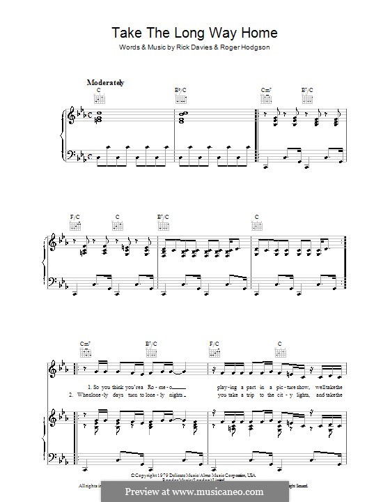 Take the Long Way Home (Supertramp) by R. Davies, R. Hodgson on MusicaNeo