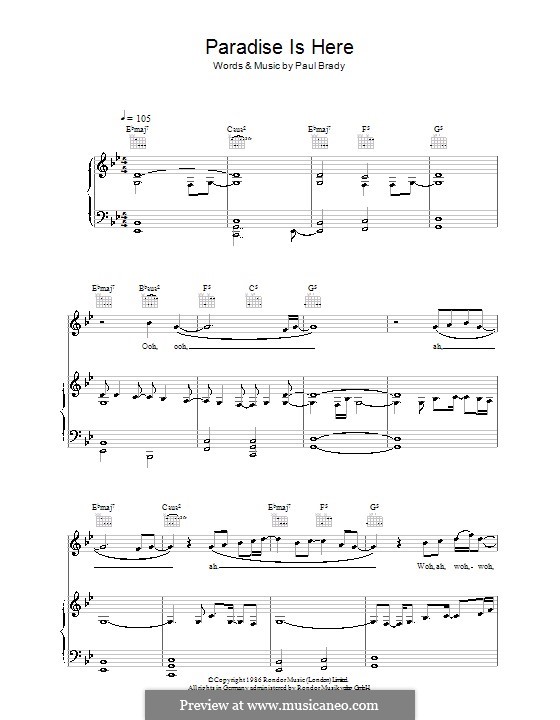 Paradise Is Here by P. Brady sheet music on MusicaNeo