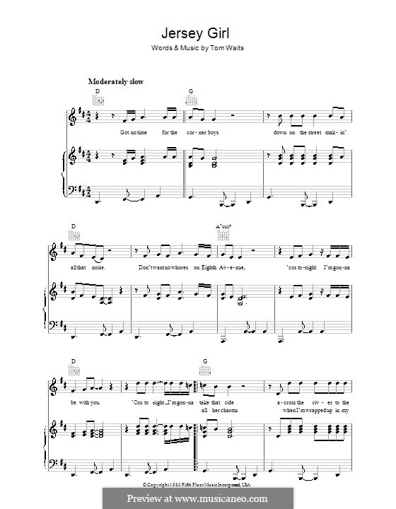 Jersey Girl by T. Waits sheet music on MusicaNeo