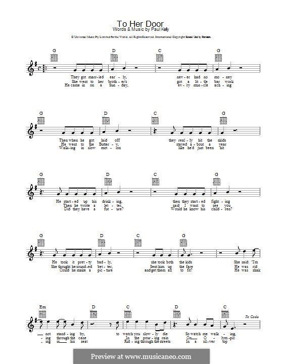 To Her Door by P. Kelly sheet music on MusicaNeo