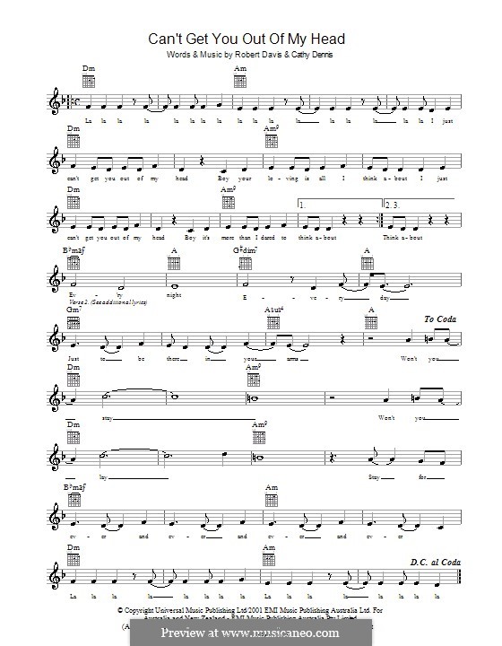 Can't Get You Out of My Head by C. Dennis, R. Davis on MusicaNeo