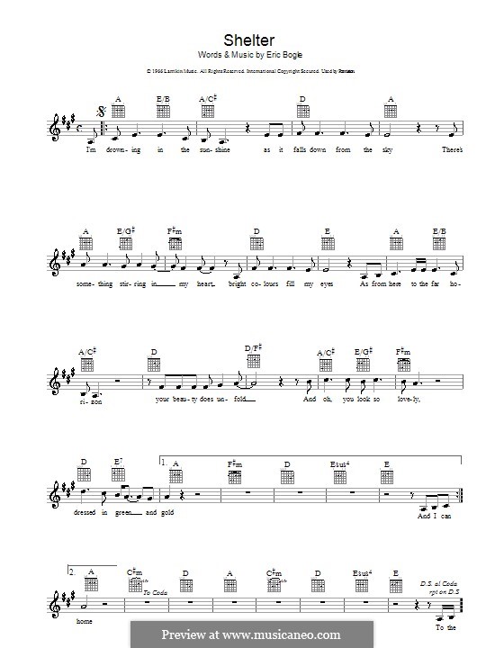 Shelter by E. Bogle sheet music on MusicaNeo