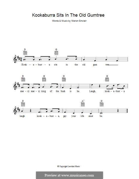 Kookaburra Sits in the Old Gum Tree by M. Sinclair on MusicaNeo