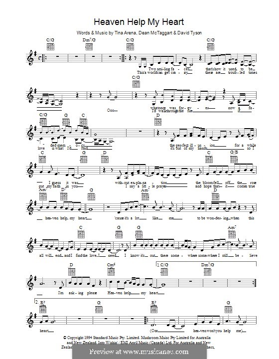Heaven Help My Heart (Tina Arena) by D. Tyson, D. McTaggart on MusicaNeo