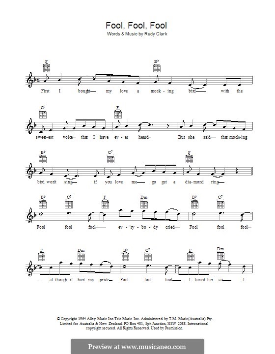 Fool, Fool, Fool (Ray Brown) by R. Clark sheet music on MusicaNeo