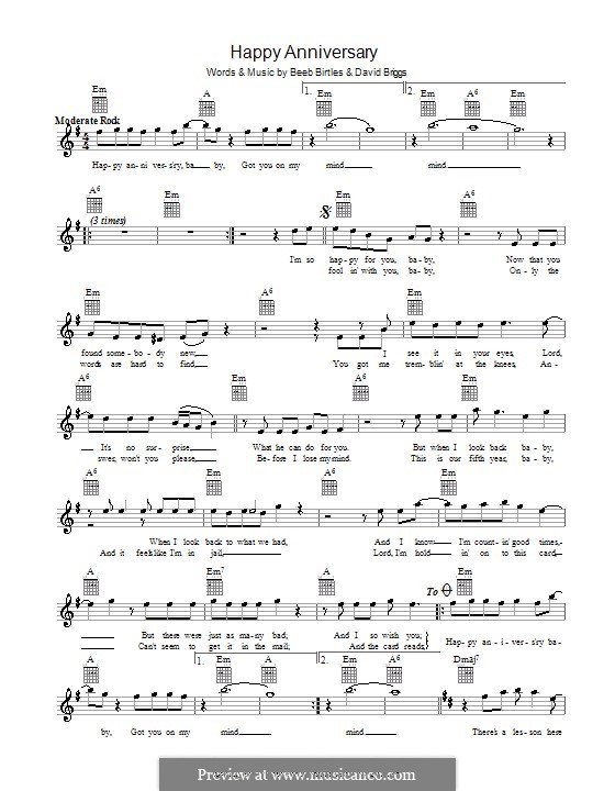 Happy Anniversary (The Little River Band) by B. Birtles, D. Briggs on