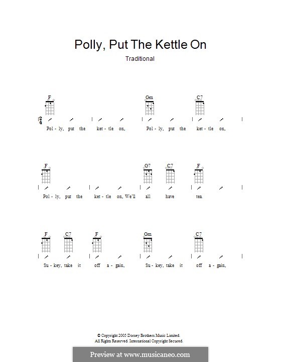 Polly Put the Kettle on by folklore sheet music on MusicaNeo