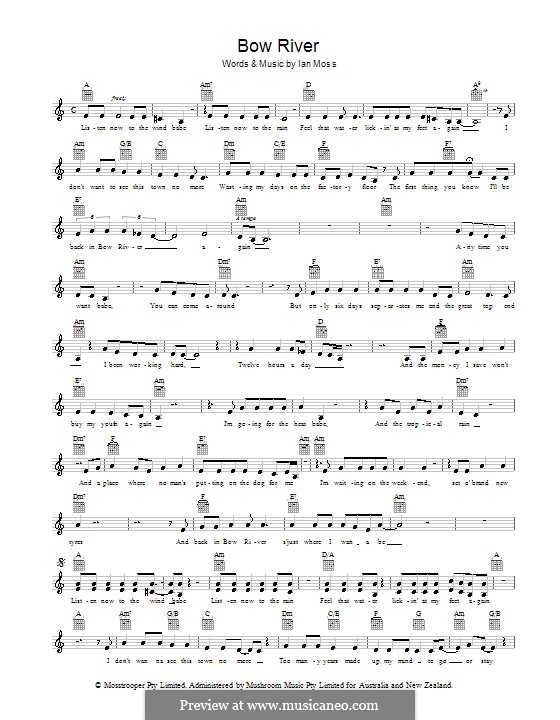 Bow River (Cold Chisel) by I. Moss sheet music on MusicaNeo