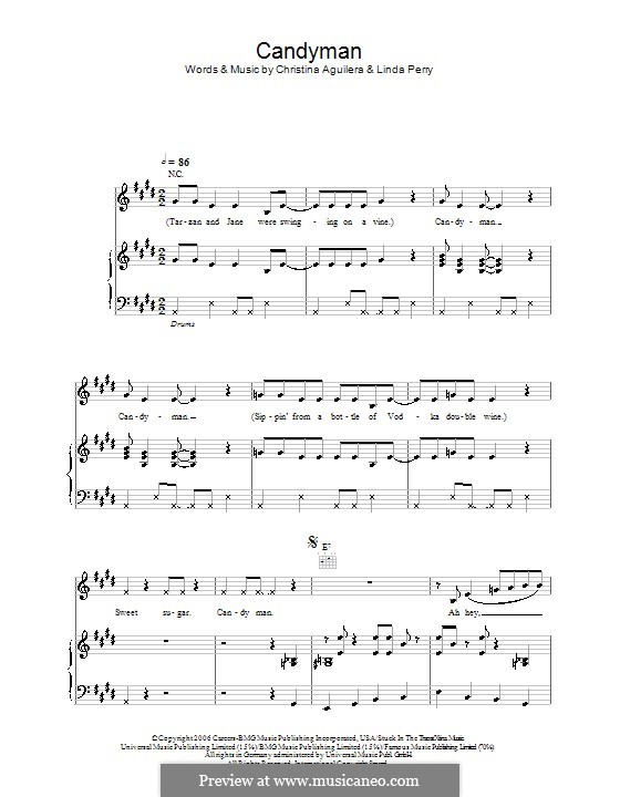 Candyman (Christina Aguilera) by L. Perry sheet music on MusicaNeo