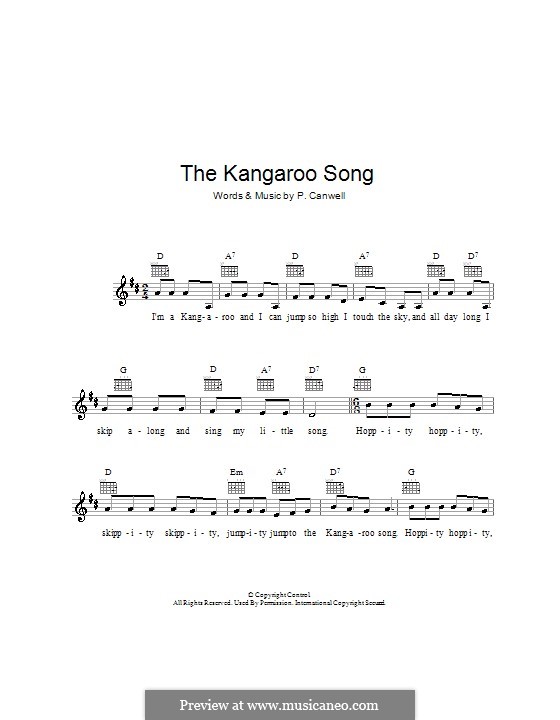 The Kangaroo Song by P. Canwell sheet music on MusicaNeo