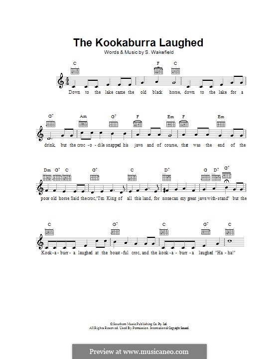 The Kookaburra Laughed by S. Wakefield sheet music on MusicaNeo