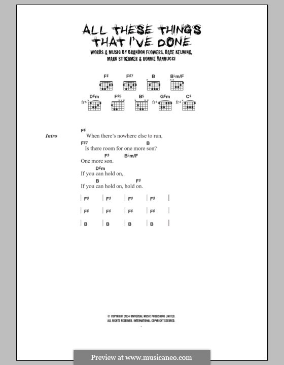 All These Things that I've Done (The Killers) by B. Flowers, D. Keuning