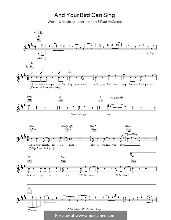 And Your Bird Can Sing (The Beatles) by J. Lennon, P. McCartney on