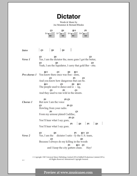 The Clash – Radio Clash Lyrics | Genius Lyrics Dictator (The Clash) By B. Rhodes, J. Strummer - Sheet Music On Musicaneo