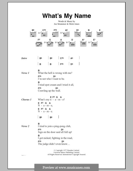 What's My Name (The Clash) by J. Strummer, M. Jones on MusicaNeo