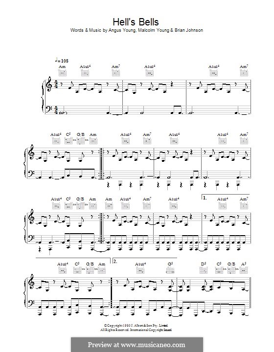Hells Bells (AC/DC) by A. Young, B. Johnson, M. Young on MusicaNeo