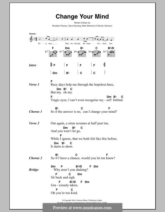 Change Your Mind (The Killers) by B. Flowers, D. Keuning, M. Stoermer